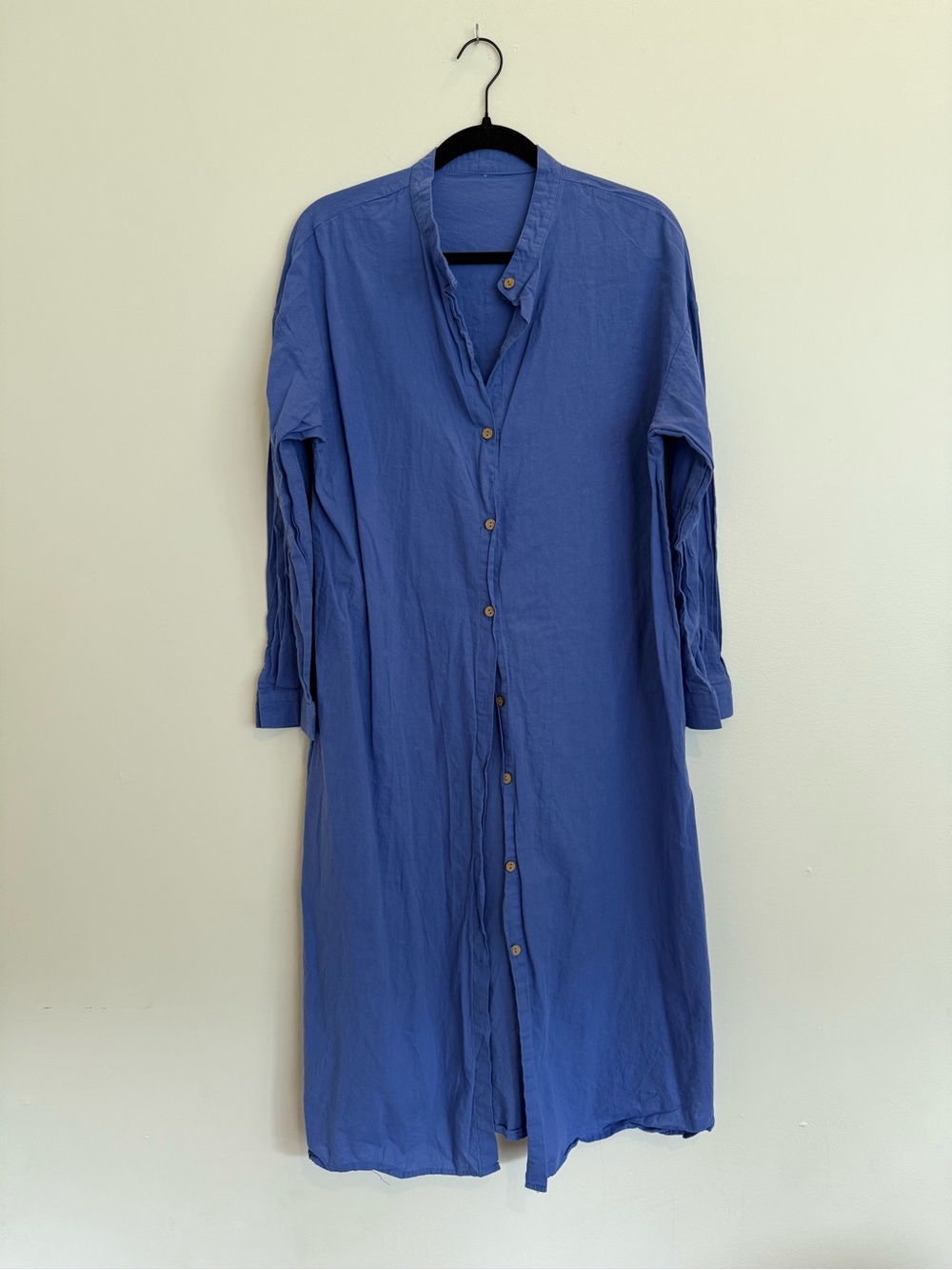 Blue Long Button-Up Shirt Dress